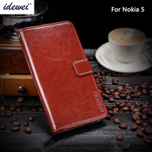 IDEWEI For Nokia 5 Case Cover Luxury Leather Phone Case For Nokia 5 Heart Protective Flip Case Wallet Case 2024 - buy cheap