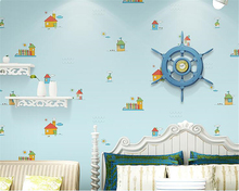 Обои Beibehang для детской комнаты в стиле Фэнтези, нетканые Мультяшные 3d обои для спальни и мальчика, девочки, голубой и розовый фон 2024 - купить недорого