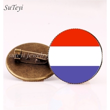 SUTEYI-broche hecho a mano con bandera de Francia, insignia de la República Checa, de Finlandia, Países Bajos, alfileres de cristal, broches de joyas de mujer 2024 - compra barato