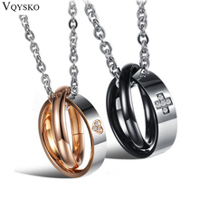 fashion couples Crystal necklaces pendants for lovers stainless steel statement necklace and pendants with shining crystals 2024 - buy cheap