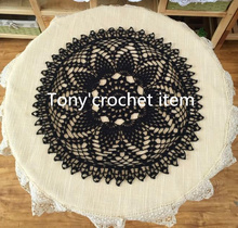 new arrival high end luxury cotton knitted tablemat black doilies with flowers unique in the world coaster placemat mats 2024 - buy cheap
