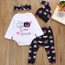 Halloween Costumes Baby Girl Clothes Sets 100% Cotton Newborn Bodysuits Pant Hat Hairband Suit Pumpkin Bat Spider Spook Jumpsuit 2024 - buy cheap