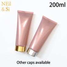 Pearl Pink 200ml Plastic Cosmetic Squeeze Bottle Refillable 200g Body Lotion Cream Shampoo Soft Bottles Empty Free Shipping 2024 - buy cheap