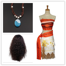 Moana Dress Costume Movie Vaiana Moana Cosplay Girls Princess Dresses Moana Necklace Wig Halloween Costume For Kids Adult Women 2024 - buy cheap