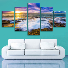 Framework Modular Canvas Pictures Decor HD Printing 5 Pieces Sunset Beautiful Seascape Paintings Poster Art For Living Room Wall 2024 - buy cheap