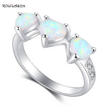 ROLILASON Anniversary Rings for Women White Fire Opal 925 Silver Brand Fashion Jewelry Rings USA Size #6#7#8#9#10 OR862 2024 - buy cheap