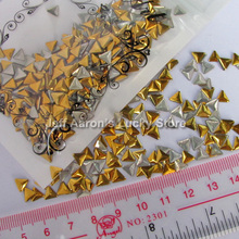 Triangle diy acrylic 3d metal nail art decorations rhinestone Metallic Nail Studs Sticker Gold And Silver Optional 2024 - buy cheap