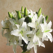 5PCS/lot 6 Heads Lily Flower Artificial Lilies Bouquet  Real Touch Wedding Floral Home Decor Flower 2024 - buy cheap
