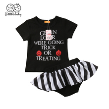 Newborn Baby Girl Halloween Tops T-shirt Stripe Shorts Dress 2Pcs Outfit Clothes 2024 - buy cheap