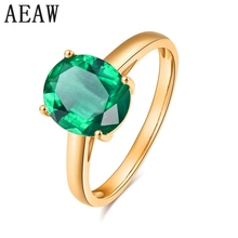 AU585 14K Yellow Gold 5.8CT Lab Created AAA Colombian Emerald Solitaire Engagement Wedding Ring 4-Prong Setting High Polishing 2024 - buy cheap