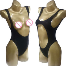 Body Sexy de corte alto con abertura en la entrepierna para mujer, traje transparente de seda de hielo de leche, lencería erótica de doble uso, Tanga, leotardo F15 2024 - compra barato