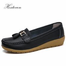 Hosteven Women Shoes Loafers Genuine Leather Flats Moccasins Shoes Spring Autumn Female Casual Ladies Leather Black Footware 2024 - buy cheap