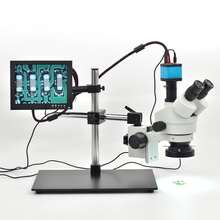 7X-45X Trinocular Stereo Microscope 14MP Microscope Camera with Table Pillar Stand 8'' LCD Monitor 144 LED Light for Soldering 2024 - buy cheap