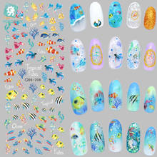 Водные Переводные наклейки для ногтей Rocooart DS208, для дизайна ногтей, цветные Обертывания для ногтей с изображением морских рыб, водяные знаки 2024 - купить недорого