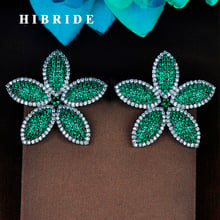 HIBRIDE Luxury Multicolor AAA+ Cubic Zirconia Stud Earrings Beautiful Flower Shape CZ Stone Earings For Women/Lady Jewelry E-777 2024 - buy cheap