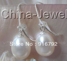 Wholesale free shipping  >>>>>Gorgeous 11mm white baroque FW pearl earring-925 silver 2024 - buy cheap