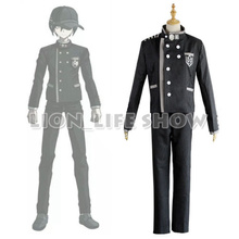Danganronpa V3 Cosplay Costume Killing Harmony Shuichi Saihara Detective black strips suit Cosplay Costume + Hat 2024 - buy cheap