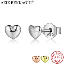 Женские маленькие серьги-гвоздики в форме сердца AZIZ BEKKAOUI, маленькие серебряные серьги-гвоздики в форме сердца из настоящего серебра 925 пробы, подарок на вечеринку 2024 - купить недорого