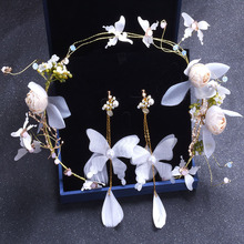 2 color New Korean Fashion Hand-made white Flower Headdress Fairy Beauty Loop Sweet Headbands Earrings Suit 2024 - buy cheap
