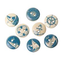 100Pcs Mixed Yachting Ancre Pattern Wood Sewing Buttons 2 Holes Round Wooden Scrapbook Ornaments Making 15mm 2024 - buy cheap