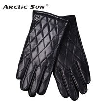 Autumn Winter Genuine Leather Gloves Male Keep Warm Knitted Lined Fashion Diamond Locomotive Driving Sheepskin Gloves EM020NZ 2024 - buy cheap