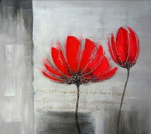 Lienzo pintado a mano con flores rojas modernas, pintura única, óleo, corazón caliente, para decoración del hogar, 100%, envío gratis 2024 - compra barato