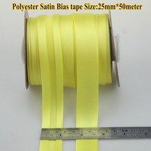 Frete grátis -- Polyester Satin Bias Fita, viés fita de ligação tamanho: 25mm, largura 1 ", 2.5 cm 50 medidor de cor amarelo brilhante DIY handmade 2024 - compre barato