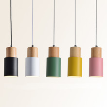 Designer Nordic Simple Wood Pendant Lights Led Hang Lamp Colorful Aluminum Fixture Kitchen Island Bar Hotel Home Decor E27 2024 - buy cheap