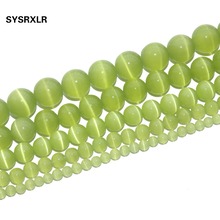 Free Shipping Natural Stone Olive Green Opal Natural Cat Eye Beads Round Beads For Jewelry Making DIY Bracelet 4/6/8/10/12 MM 2024 - buy cheap