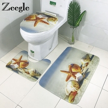 Zeegle-alfombrilla de baño de mundo submarino, juego de alfombrillas antideslizantes para suelo de baño, alfombras absorbentes para inodoro, 3 uds. 2024 - compra barato