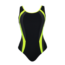 BLESSKISS-bañador deportivo de una pieza para mujer, traje de baño de Patchwork acolchado con cuello redondo, ropa de baño de atletismo, 2021 2024 - compra barato