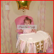 Free Shipping Baby Girl First Year Birthday Party Highchair Buntings Pink And Gold Princess Party Photo Props Room Hanging Decor 2024 - buy cheap