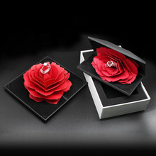Anel rotativo de rosas para casamento, caixa de veludo adorável para casamento e noivado, para anel de armazenamento de joias, exibição de caixa de presente, suporte 2024 - compre barato