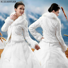 Wedding Accessories High Quality Faux Fur Bolero Long Sleeves Ivory Wedding Jackets Winter Warm Coats Bride Wedding Coat 2024 - buy cheap