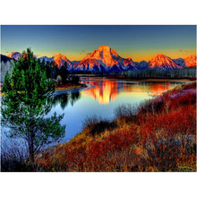 Painting By Numbers DIY Dropshipping 50x65 60x75cm Alpine Sunset Lake Reflec Scenery Canvas Wedding Decoration Art picture Gift 2024 - buy cheap