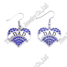 DAD Earrings Crystal Heart Pendant French Hook Earrings Family Member Father's Day Gift Jewelry 2024 - buy cheap