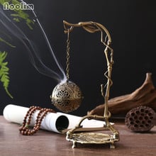 Porta-incenso em metal redondo, forma de esfera, queimador de incenso, decoração criativa para sala de estar, suspensão, aromaterapia 2024 - compre barato