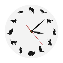 Cat Wall Clock Modern Design Kitty Animal Pet Wall Round 3D Clocks Watches Unique Gift For Cat Lover House Clock For Kids 2024 - buy cheap