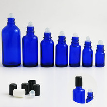 Rodillo de vidrio vacío pequeño azul, rollo de aceite esencial en botellas, botella rellenable de viaje, 5ml-100ml, 1oz, 1/2oz, 50cc, 20 piezas 2024 - compra barato
