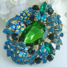 HelenaJewelry 2.56" Gold-tone Green Rhinestone Crystal Flower Brooch Pin Pendant EE06173C4 2024 - buy cheap