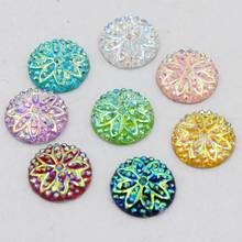 New 12MM 50pcs/lot AB Color Big Flower Design Round Resin Rhinestone Applique Stones Flatback Beads Crafts Diy Accessories 2024 - buy cheap