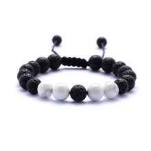 8mm Natural Howlite Black Lava Stone Bracelet DIY Aromatherapy Essential Oil Diffuser Bracelet Braided Adjustable Women jewelry 2024 - buy cheap