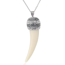 Hot Popular Lvory Necklace Stella Jewelry Ox Horn Pendant Necklace and Pave Crystal Pendant With Ox Horn Stainless Steel Chain 2024 - buy cheap