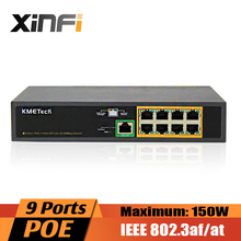 XinFi 9 портов PoE коммутатор для ip-камер 8 PoE + 1 LAN переключатель питания через Ethernet для беспроводной AP IEEE802.3af/IEEE802.3at 2024 - купить недорого