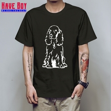 Милая футболка с принтом кокер-спаниеля для мальчиков, повседневные хлопковые мужские футболки с короткими рукавами, крутая Мужская футболка, уличная одежда, футболки HB498 2024 - купить недорого