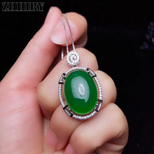 ZHHIRY Real Natural Green Chalcedony 925 Sterling Silver Pendant Necklace Big Gemstone For Women Fine Jewelry 2024 - buy cheap