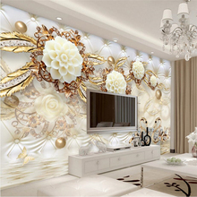 beibehang Custom Photo Wallpaper 3D Fresco Wall paper Sticker 3d Luxury Gold White Flower Soft Bag Globe Jewelry TV Background 2024 - buy cheap