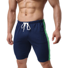Calção esportiva casual masculina, calção de verão para treino praia cintura elástica de poliéster 2024 - compre barato