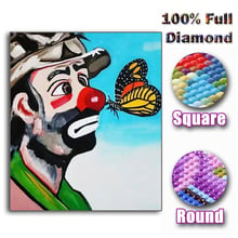 Полностью квадратная/круглая дрель 5D DIY Алмазная картина "Клоун бабочка" вышивка крестиком Мозаика домашний декор детский подарок 2024 - купить недорого