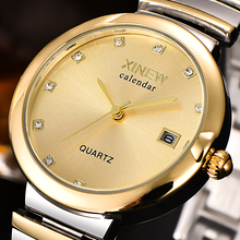 2018 relógios femininos top marca xinew aço inoxidável luxuoso strass data quartzo relógio de pulso feminino marca de luxo 2024 - compre barato